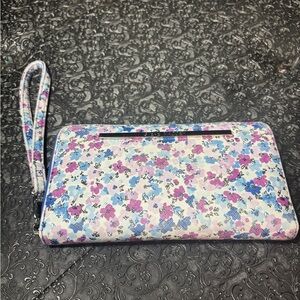 Steve Madden Floral Zip-Around Wristlet Wallet in Pink & Blue NWOT